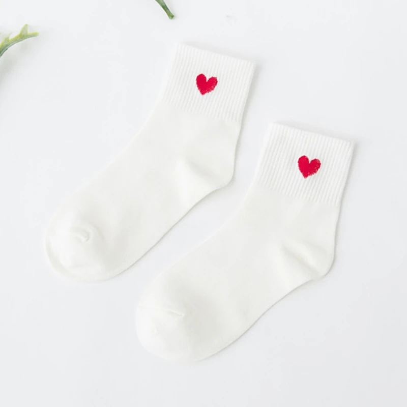 Женские носки однотонные повседневные полосатые носки с вышивкой Love женские модные полосатые короткие носки calceines mujer - Цвет: YW