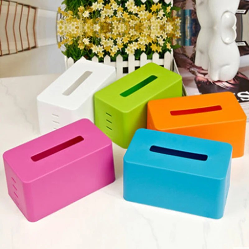 

1pc Solid Color Tissue Storage Case Toilet Paper Storage Case Holder Plastic Facial Tissue Napkin Boxes