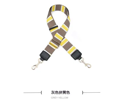 grey yellow Бренд razaly высокого качества дизайнерская сумка для камеры с широким ремешком из хлопка в полоску золотистого цвета hardwear аксессуары Сумочка ремешок Застежка для сумочки - Цвет: grey yellow