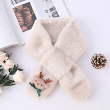 Зимний детский шарф для мальчиков и девочек, шарф с имитацией кроличьей шерсти, термо-шарф, рождественский подарок, детский шарф