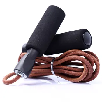 

Speed Jump Cowhide Rope Professional leather Skipping Rope Fitness Skip Workout Training With Carrying Bag Spare Exercise