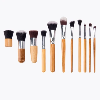 

11Pcs Bamboo Handle Makeup Brushes Set with Cloth Bag Powder Foundation Eyeshadow Cosmetic Beauty Concealer Sculpting Brush Kit