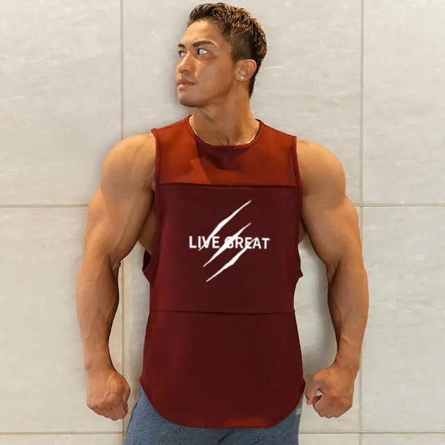 

Quick Dry Men's Running Sleeveless Shirts Sports Bodybuilding Loose Tanks Tops Super Breathable Jogging Vest Cycling