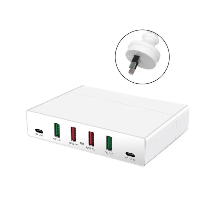 72 Вт QC3.0 Быстрая зарядка 3,0 4x USB Dual USB C type-C PD быстрая зарядная станция концентратор - Тип штекера: AU