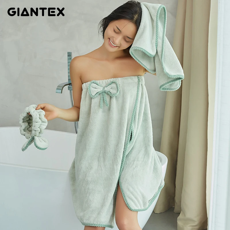 

GIANTEX 4pc/set Women Bathroom Microfiber Bath Towels for adults Bath Towel Hair Towel Set serviette de bain toalhas de banho