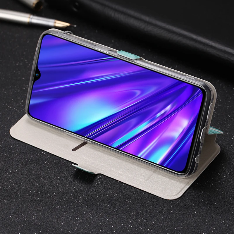 Милый окрашенный флип-кошелек с подставкой кожаный чехол для OPPO Reno 2 Z Realme Q 5 3 2 Pro X Lite задняя крышка чехол с держателем для карт