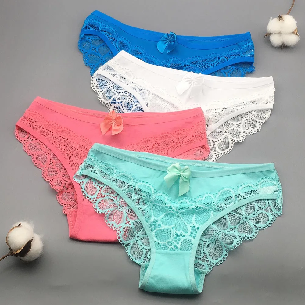 3 Pz/lotto Nuovo Arrivo 2022 Biancheria Intima Sexy di Pizzo di Cotone Trasparente Mutandine M L XL 9358_voghion.com