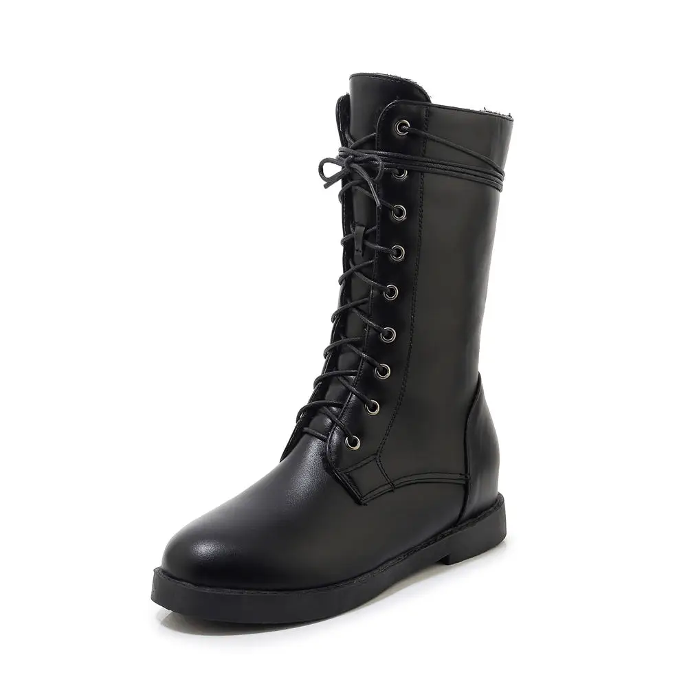 dropship big size 43 autumn winter leisure Woman Shoes boots Women Shoes Shoelaces Boots Martin female - Цвет: black without fur