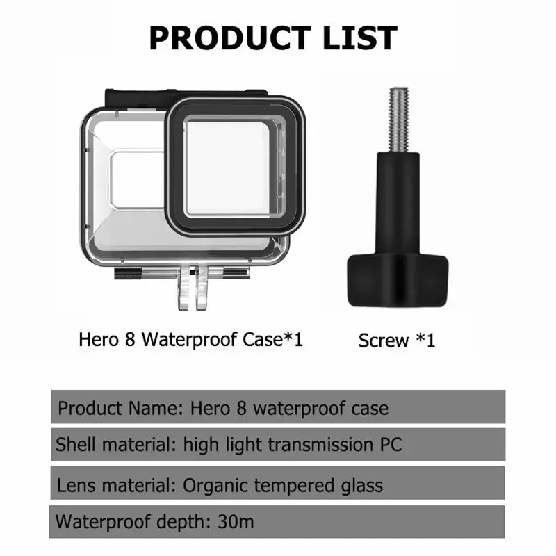 Hero 8 спортивный чехол для дайвинга водонепроницаемый корпус для GoPro Hero 8 черный подводный защитный корпус коробка для Go Pro Аксессуары
