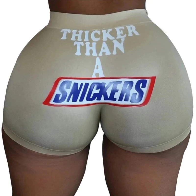 Fashion 2020 Hot Sale Bodycon Women's Candy Snickers Shorts Mini High Waist Short Gushers Snack Booty Shorts For Women Wholesale outfits for women