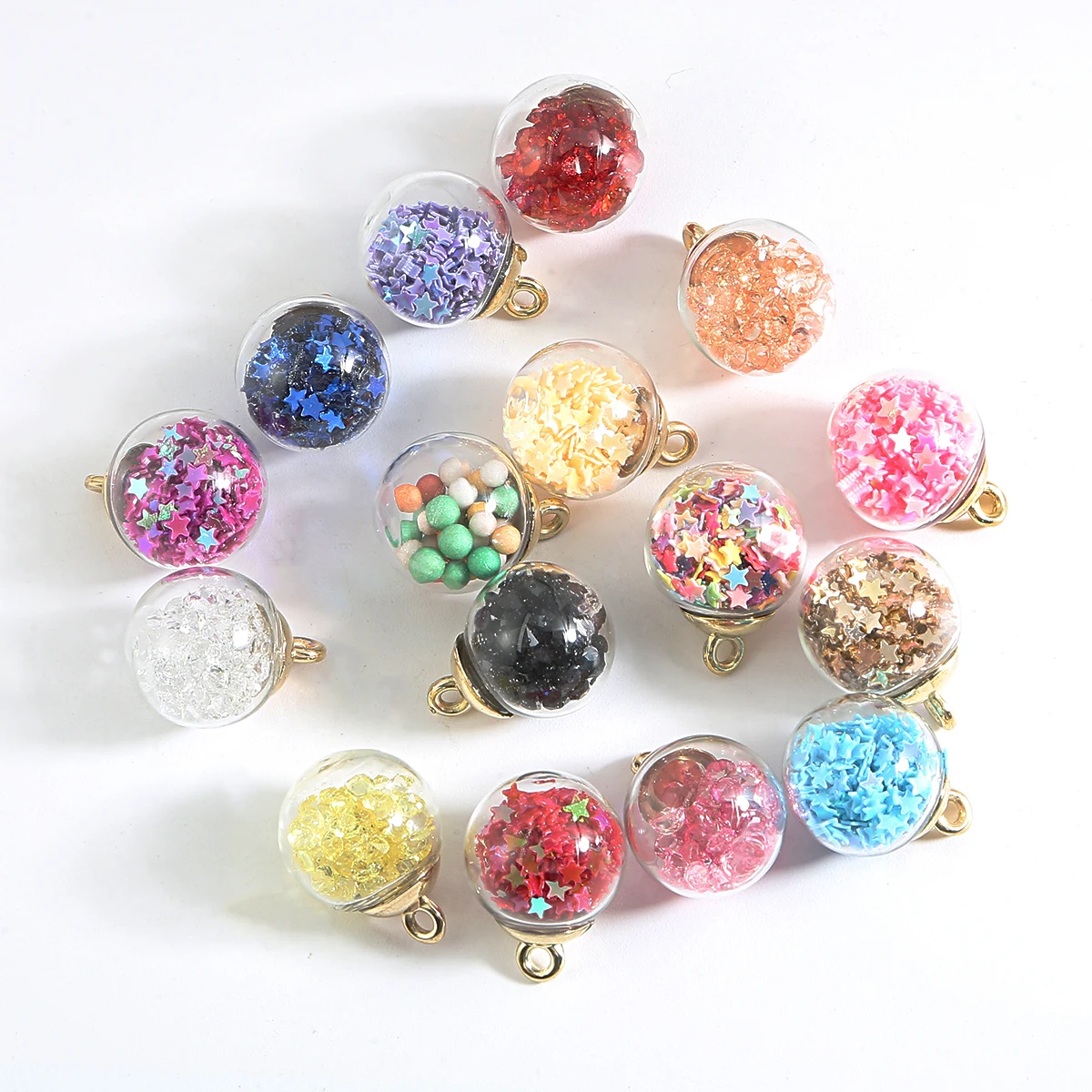 15 мм 10 шт Красочный прозрачный стеклянный шар подвески в виде звезд для ожерелья DIY женщин ювелирных аксессуаров