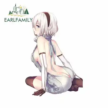 

EARLFAMILY 13cm x 8.8cm Car Stickers Anime Sexy Woman Cartoon JDM Vinyl Car Wrap 3D DIY Bumper Trunk Truck Waterproof Decal