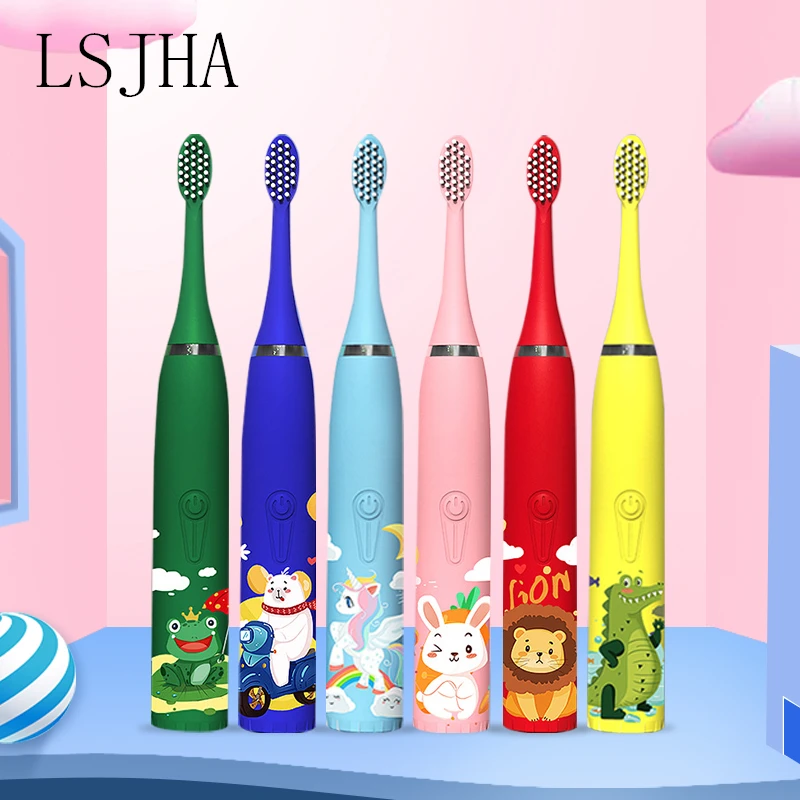 2021New dessin animé modèle Sonic Modes enfants brosse à dents électrique remplacement brosse têtes USB chargeur minuterie intelligente 4-12ages enfants