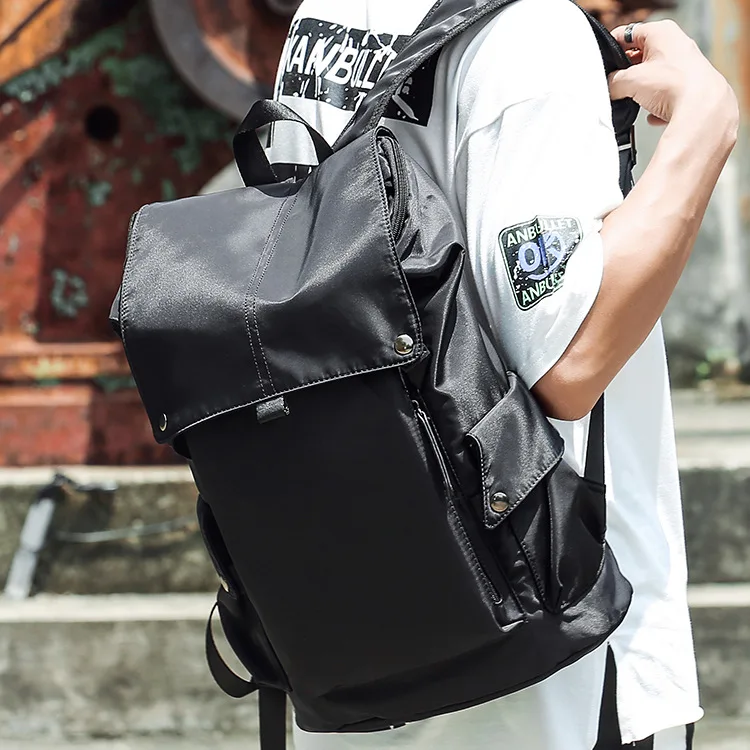 

New Solid Color Waterproof Backpack Men's Trend Travel Backpack Simple Casual Nylon Large Capacity Backpack