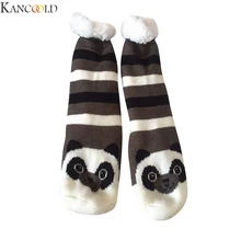 KANCOOLD, зимние женские носки, в полоску, с рисунком, бархатные, анти-лыжные, плотные, домашние, милые, с рисунком, повседневные, толстые, вязаные носки, Новинка