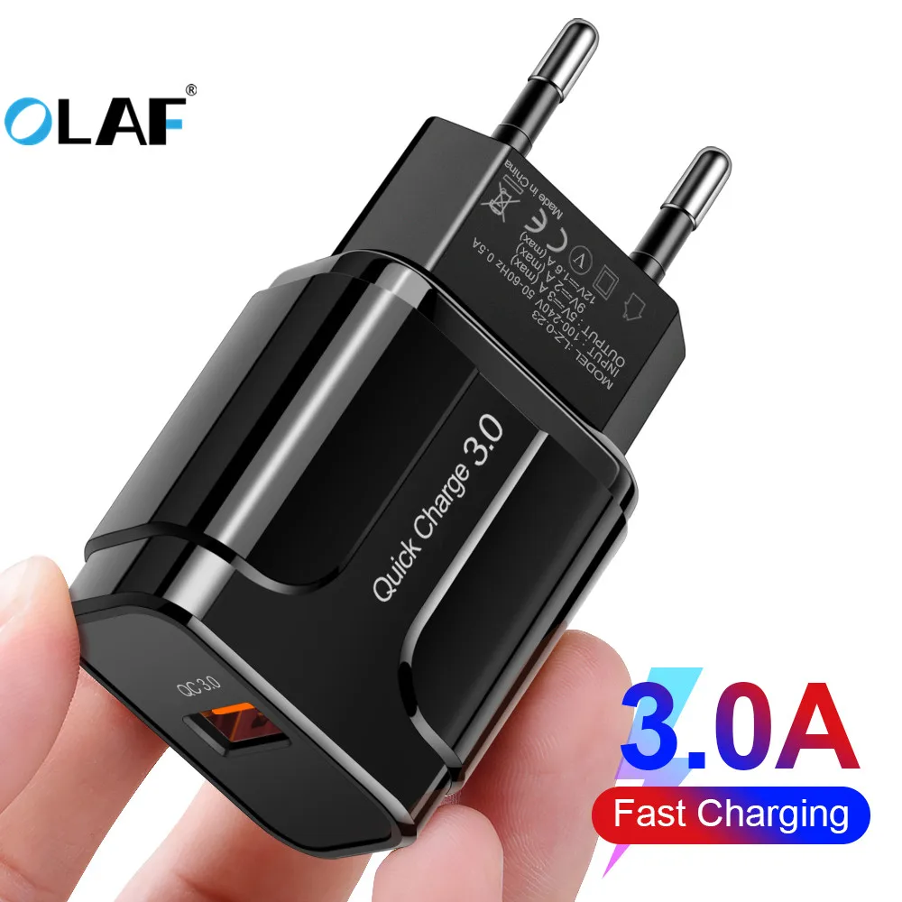 

Olaf EU US QC 3.0 USB Charger 3A for Xiaomi Mobile Phone USB Charger for Samsung QC 4.0 Fast Charging Wall Charger for iPhone X