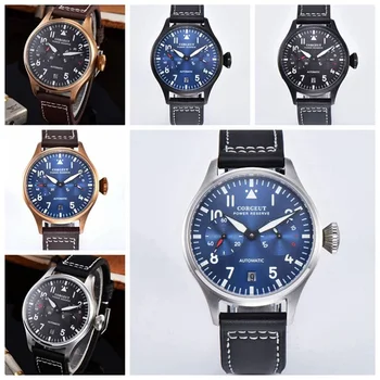 

Corgeut Watch Men Automatic Mechanical Leather Strap sapphire 41mmSport Luxury Brand Men's Watches power reserve luminous date