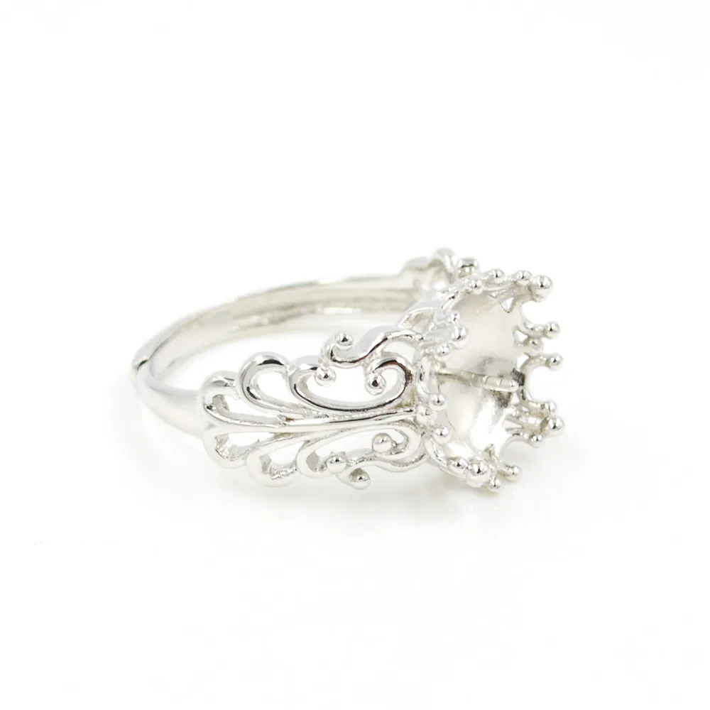 S925 Sterling Silver Court Designs Pearl Beads Ring Mountings Jewelry Making Diy Fashion Rings Mounts Fittings Size 6-9