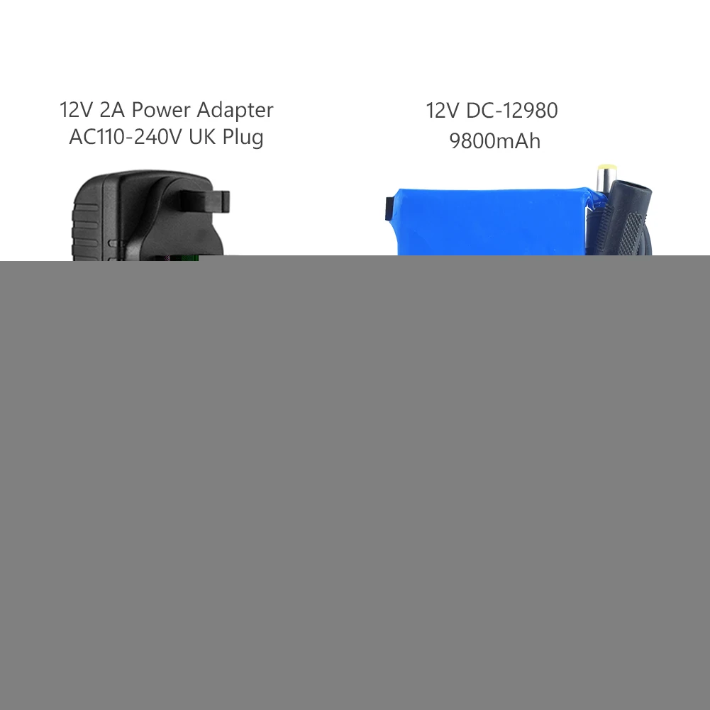 DC 12V DC12980 9800MAH литиевая аккумуляторная батарея запасной литий-ионный аккумулятор с 2A зарядным адаптером защита от перезарядки - Цвет: UK Plug