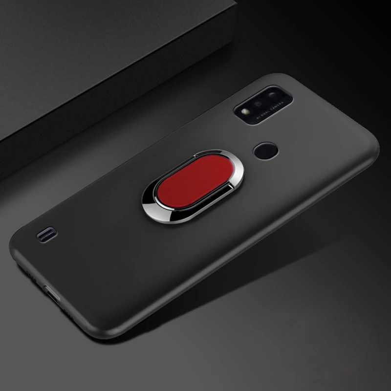 Cover For ZTE Blade A51 Case Red Blue Black Classic Finger Ring 360 Degree Rotation Soft Silicone Capa ZTE Blade A51 Funda waterproof phone holder