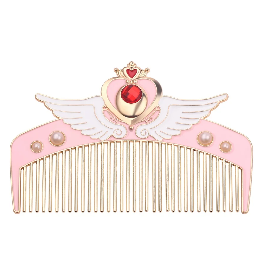 Новая Милая расческа Sailor Moon Cardcaptor Sakura Металлический Гребень с широкими зубьями округляющая расческа Антистатическая Волшебная Расческа для укладки инструмента вентиляторы подарок - Цвет: cutie moon