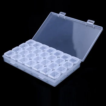

28 Lattice Open Jewelry Storage Box Transparent Compartment Medicine Box Storage Box Adjustable Plastic Storage Box