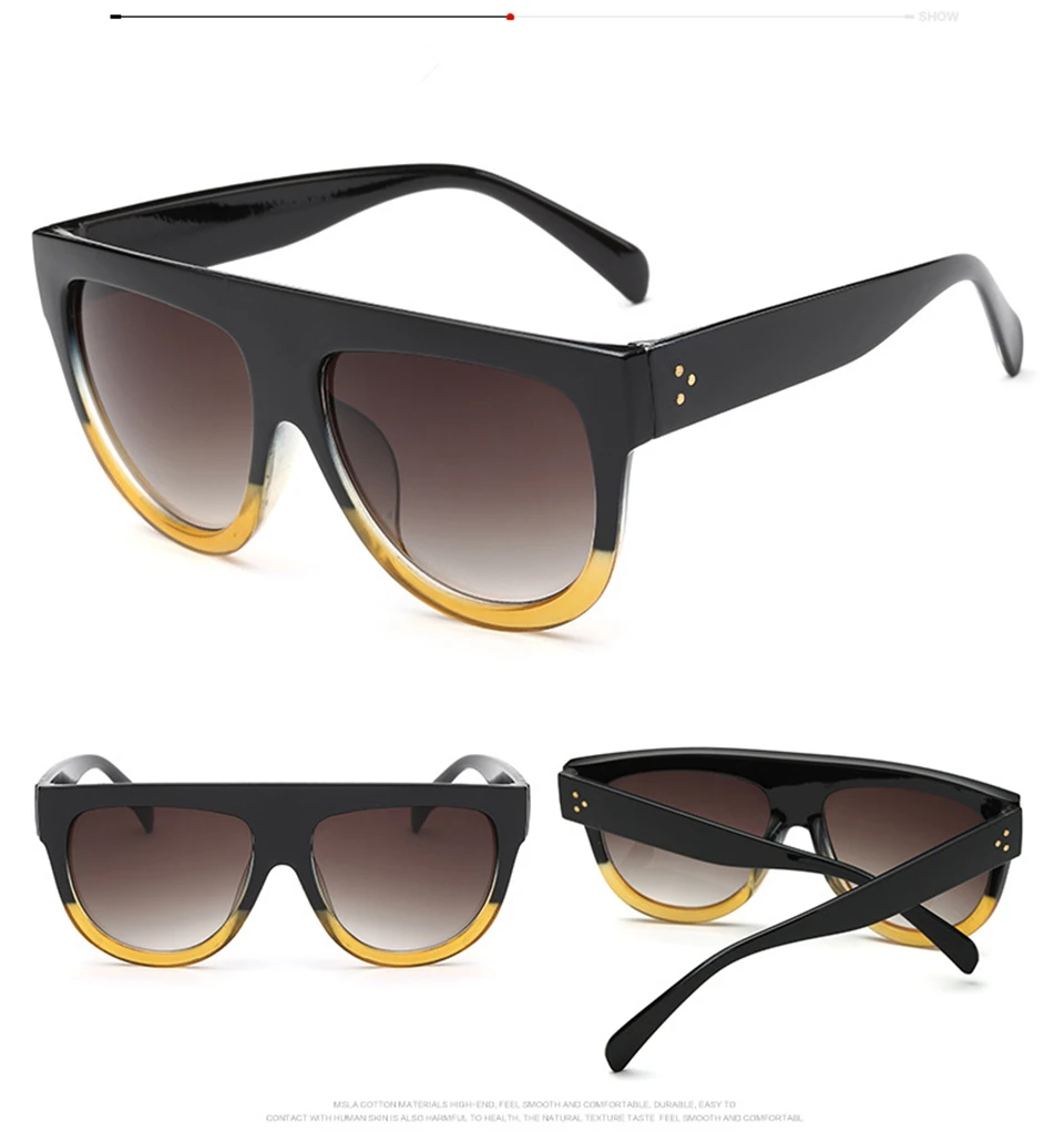 Новые женские солнцезащитные очки модные классические ретро большие оправы Солнцезащитные очки градиентные женские Оттенки UV400 роскошные дизайнерские очки