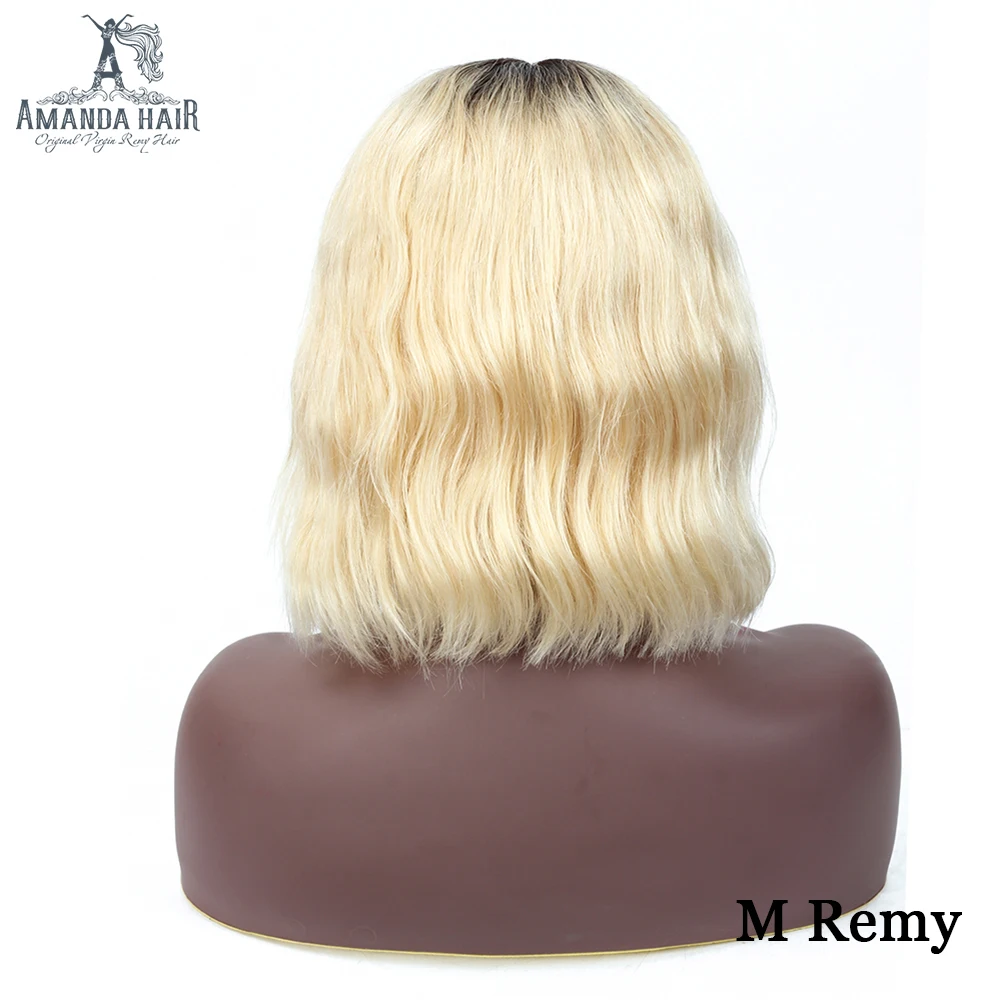 

Amanda 1b/613 Short Bob Wig 13x6 Lace Front Wig Human Hair 150% Malaysian Remy Hair Body Wave Middle Part Pre Plucked Hairline