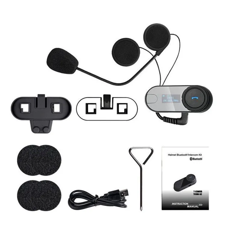 FreedConn TCOM-SC Bluetooth мотоциклетное переговорное устройство шлем с наушниками, с внутренней телефонной связью ЖК-экран с fm-радио+ мягкий наушник