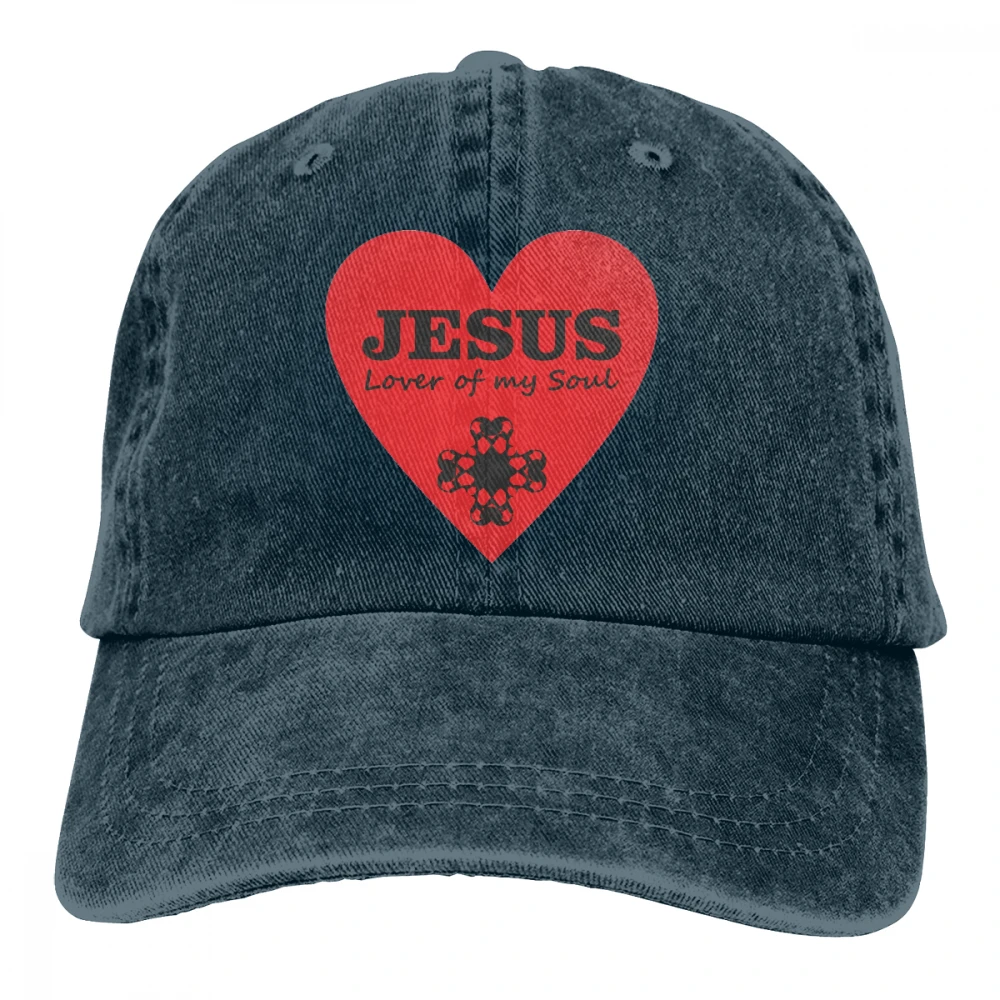 Casquette в форме сердца, в виде Иисуса, любителя моей душа, черные унисекс Мужские Женские джинсовые бейсболка с ремешком, регулируемая шапка для гольфа, папы