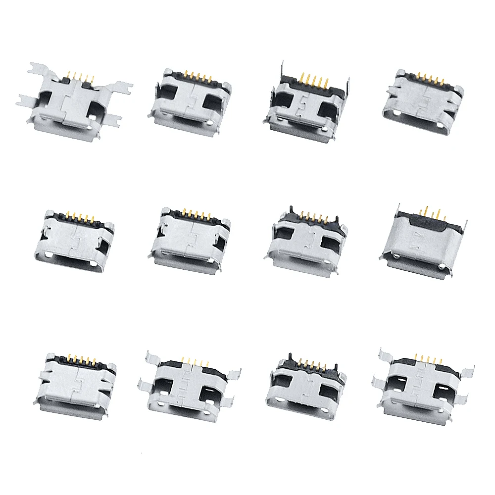 60 шт. 5 контактный гнездовой разъем SMT микро USB Тип B 12 моделей SMD DIP