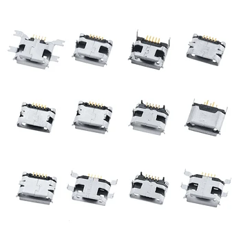 

60PCS 5 Pin SMT Socket Connector Micro USB Type B Female Placement 12 Models SMD DIP Socket Connector