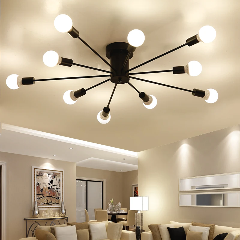 Modern Chandelier Lighting Nordic Spider 6/8/10 E27 Lights Fixture Vintage Industrial Led Ceiling Lamp for Living Room Bedroom