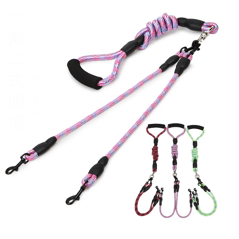 

Detachable Two small dogs Leash Nylon 1 leash for 2 Dogs Double puppy pet traction rope Foam handle dog lead for Medium Dogs