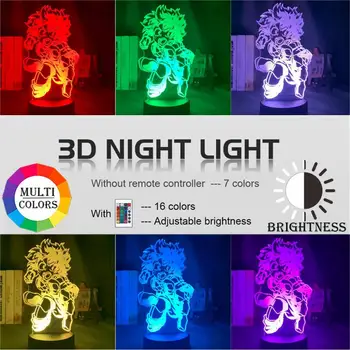 

My Hero Academia Led Night Light Lamp Midoriya Izuku Figure Nightlight for Kids Bedroom Decoration Cool Birthday Gift 3d Lamp