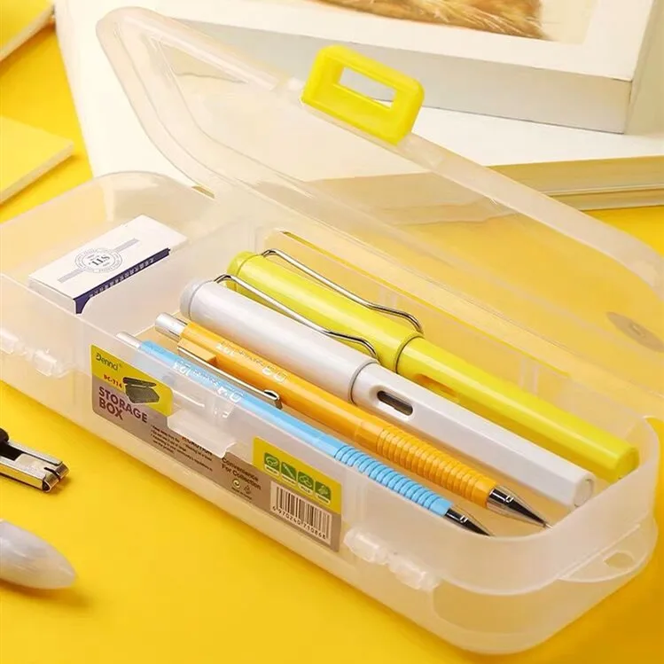 

2020 Sharkbang High-capacity Double Layers Transparent Pencil Box Desktop Organizer Storage Box Pencilcase School Stationery
