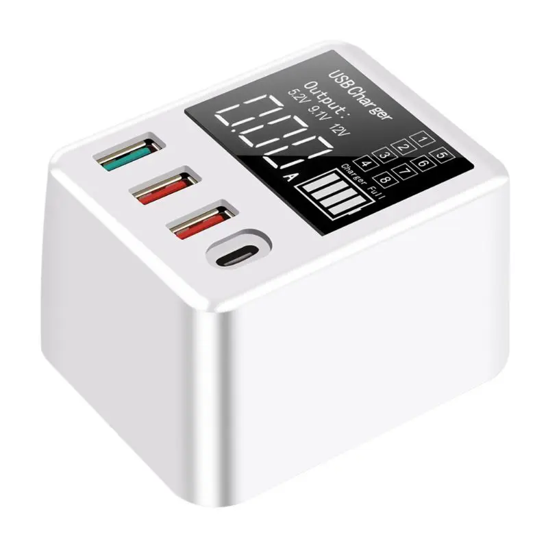4 порта USB QC3.0 зарядное устройство концентратор Быстрая Зарядка Док-станция с светодиодный экран дисплея для мобильного телефона смартфон планшет ЕС США Великобритания штекер