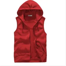 Европейский и американский большой размер мужской жилет кардиган Летний Стиль Спортивный Повседневный простой жилет без рукавов с капюшоном