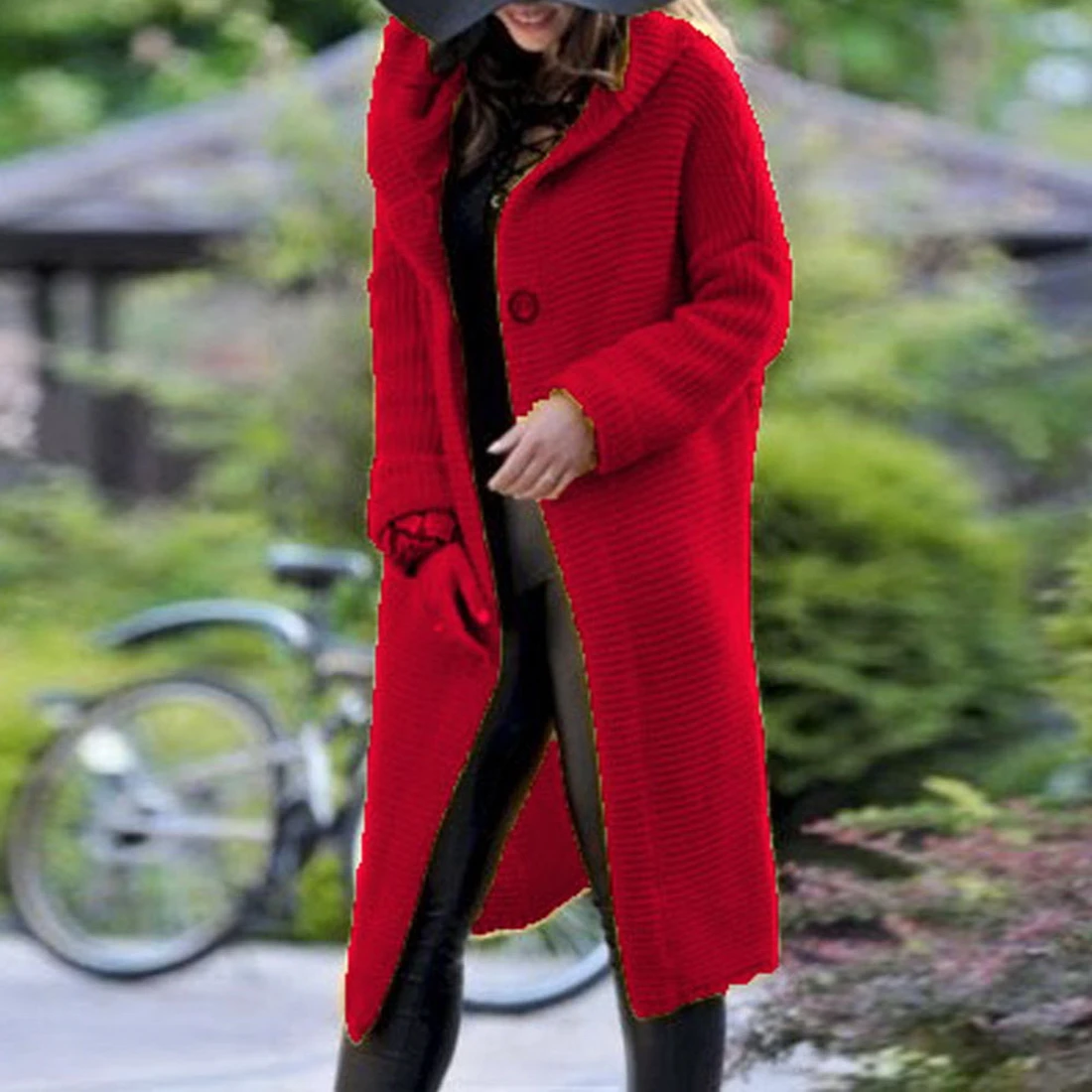

KANCOOL Long Women Knitted Cardigan Winter Hooded Sweater Coat Ribbed Sweater Jacket Vintage Outerwear Oversize Hoodies Sweater