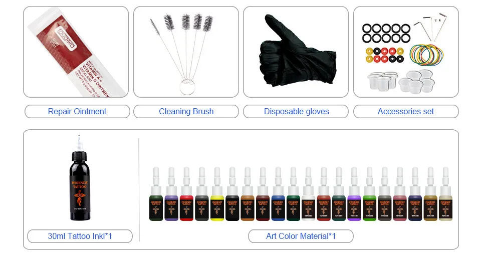 Профессиональный набор для татуировки 2 роторных станка 20 шт. чернила пигмент ЖК-питание захваты для ИГЛЫ Перманентный макияж татуировки комплект