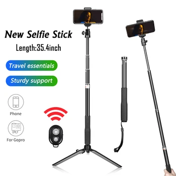 

98cm Portable Tripod For Phone 1/4 Screw Head Flexible Selfie Tripod Stand With Bluetooth Remote Control & Holder For Phone