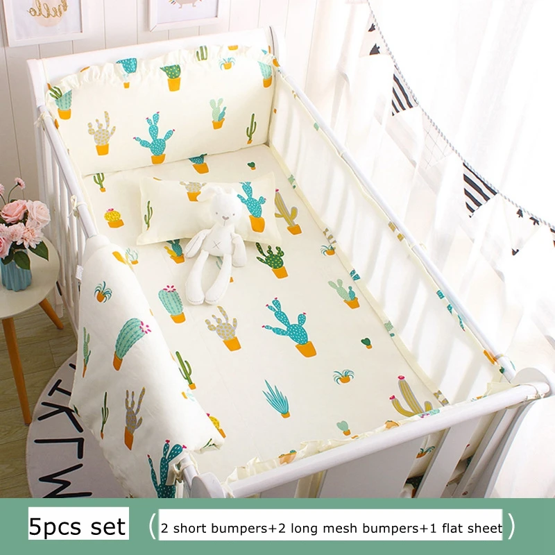 Ins Classic Crib Surrounding Bumpers Summer Breathable Cotton Newborn Cot Side Protector Children's Bedding Package Baby Bedding (6)