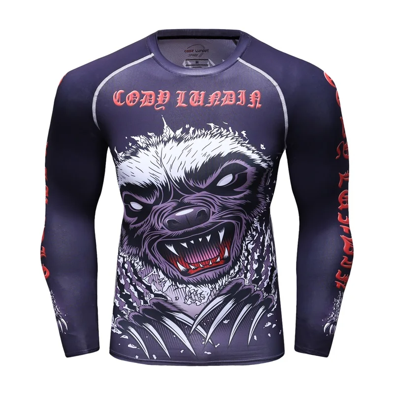 

Zombie New Men's Compression Tight Skin UFC T Shirt MMA BJJ Long Sleeves 3D Prints Rash guard Fitness Base Layer Male Tops We