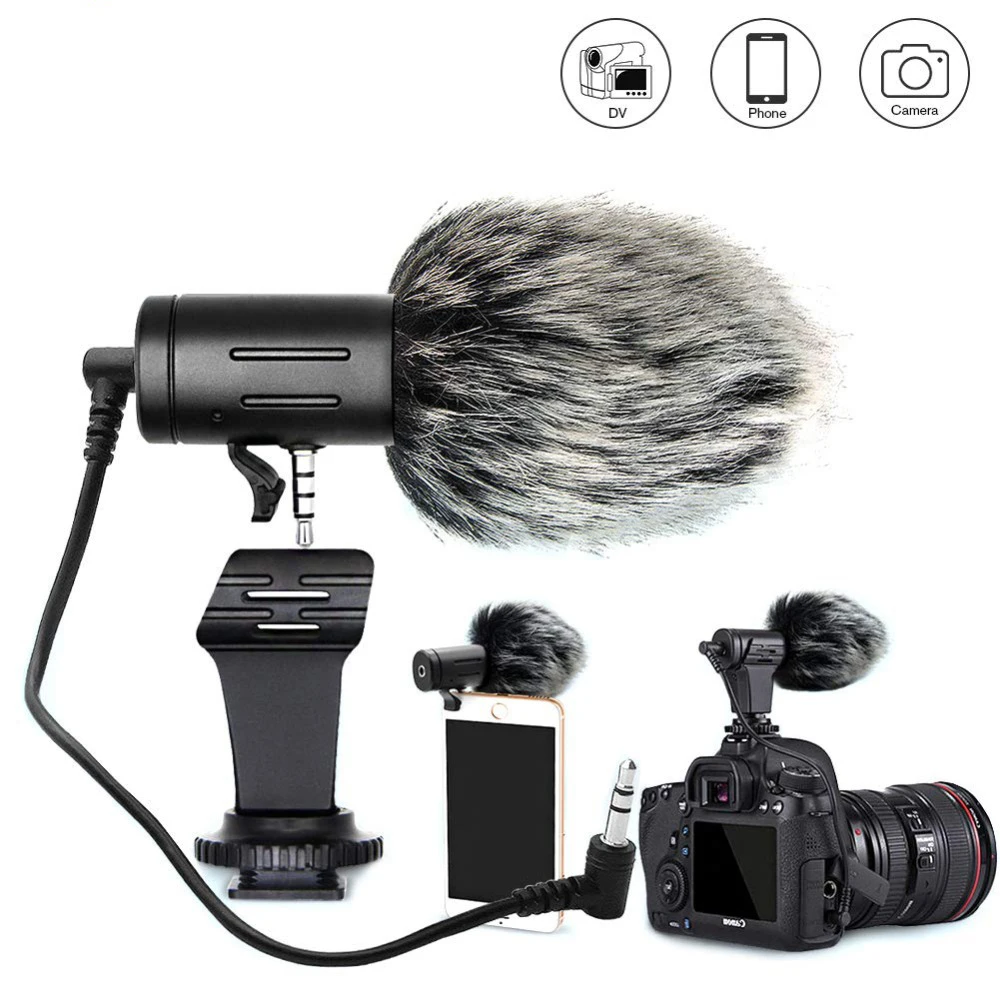 New mobile phone microphone mini portable 3.5mm condenser camera interview Muff for Apple iPhone | Портативная электроника