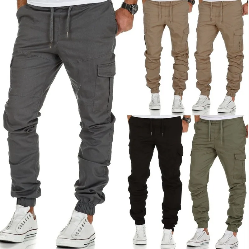 

2018 Autumn New Style Workwear Multi-pockets Trousers Men Tatting Casual Pants Sports Ankle Banded Pants