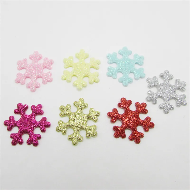 Mixed-color nowflake 50-200 шт. блестящая маленькая Снежинка, аппликация, сделай сам, товары для рукоделия, материалы для декора рождественской елки, Детские аксессуары украшения для волос - Color: Mixed-color nowflake
