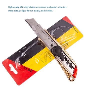 

Portable Box Cutter Utility Knife Heavy Duty Retractable Knob Wallpaper Knife, Zinc Alloy Shell, Stainless Steel Blade Slot