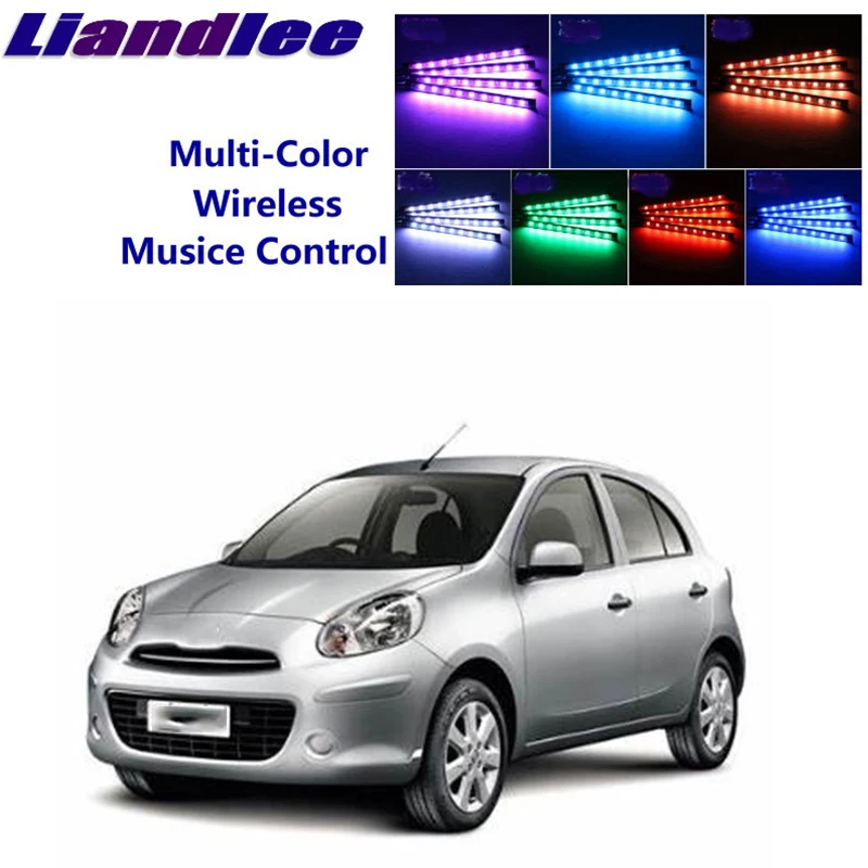 LiandLee для NissanMarch Micra K13 2010~ салона автомобиля под Dash сиденье для ног акцент музыкальный ритм окружающий светильник