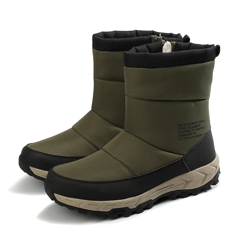A9720green Новинка; модные мужские ботинки; высококачественные водонепроницаемые Зимние ботильоны; теплая плюшевая зимняя обувь на меху без застежки; плюшевая Уличная обувь для кемпинга - Цвет: A9720green