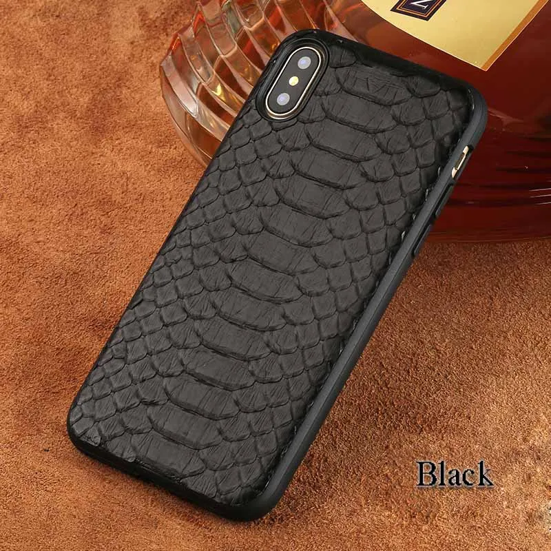 black Натуральной кожи питона все включено 360 полный защитный чехол для iPhone X XS XSmax XR 6, 7, 8, 8 plus, роскошный snakeskins чехол для телефона - Цвет: black